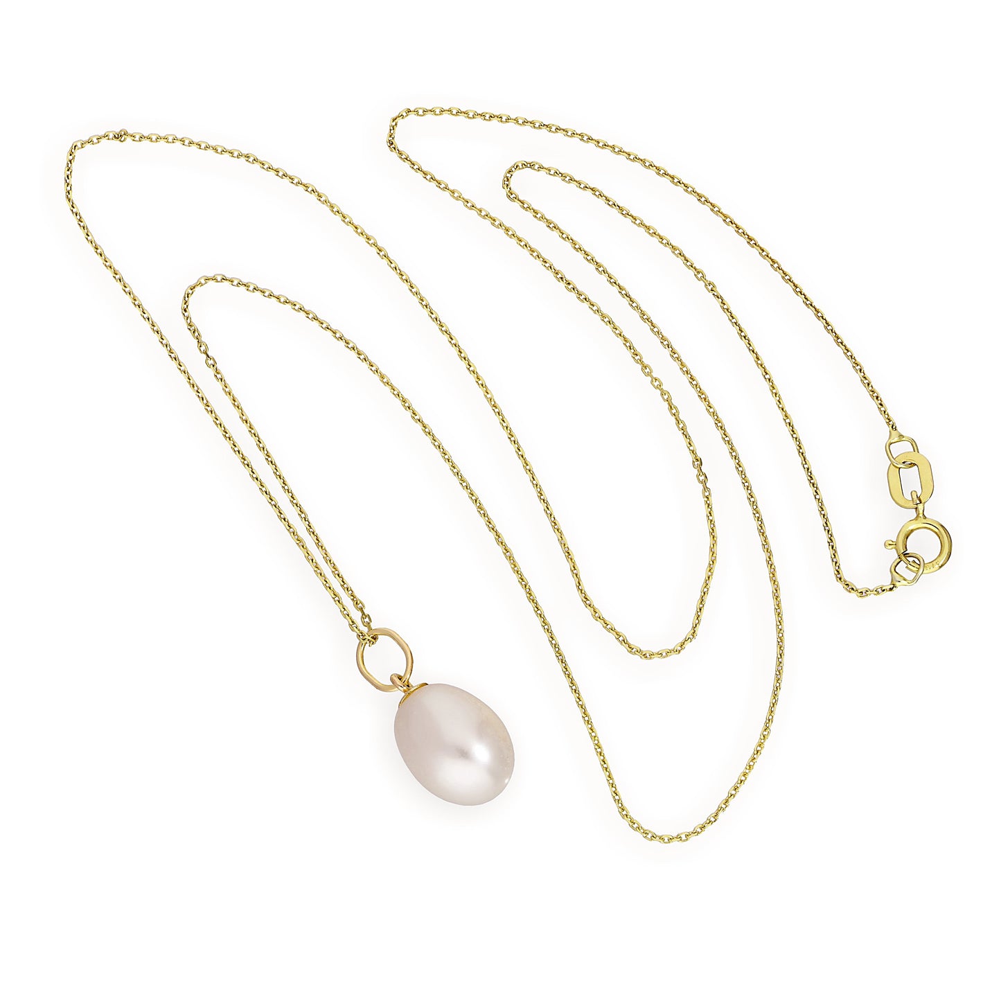 Halskette mit Anhänger aus 9 Karat Gold und Süßwasserperle 16–20 Zoll