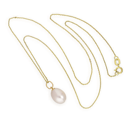 Halskette mit Anhänger aus 9 Karat Gold und Süßwasserperle 16–20 Zoll
