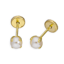 9 Karat Gold & 4 mm Perle Schraubverschluss Ohrstecker