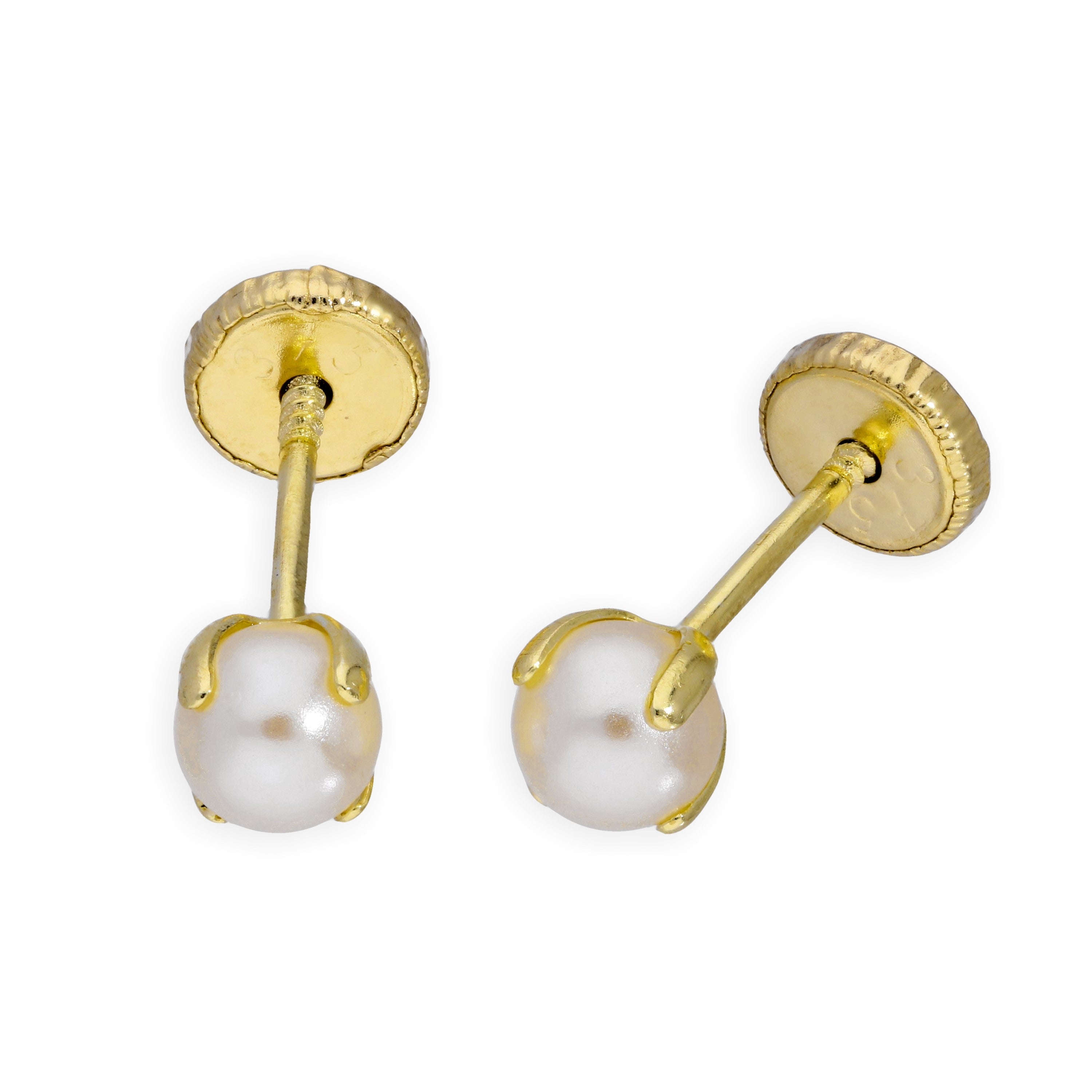9 Karat Gold & 4 mm Perle Schraubverschluss Ohrstecker