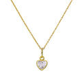 Halskette mit Anhänger aus 9 Karat Gold und klarem CZ-Kristall in Herzform, 16–20 Zoll