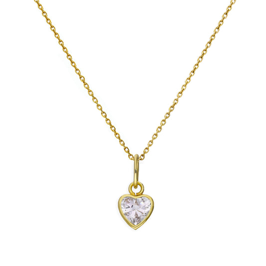 9 Karat Gold & CZ Kristall Herz Anhänger Halskette 40,5 - 51cm