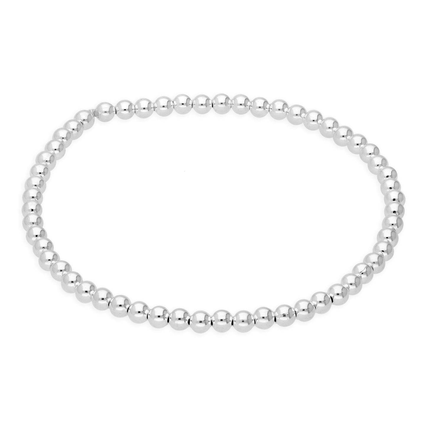 Sterlingsilber, dehnbares 7-Zoll-Armband mit 3-mm-Perlen
