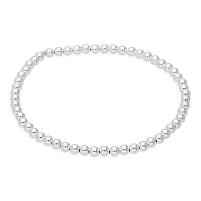 Sterlingsilber, dehnbares 7-Zoll-Armband mit 3-mm-Perlen