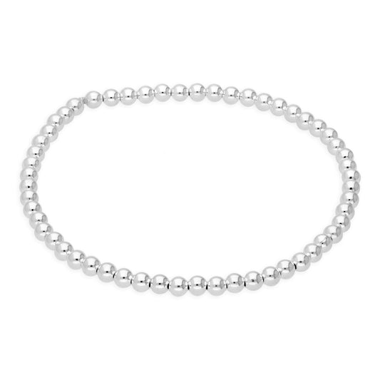 Sterlingsilber, dehnbares 7-Zoll-Armband mit 3-mm-Perlen