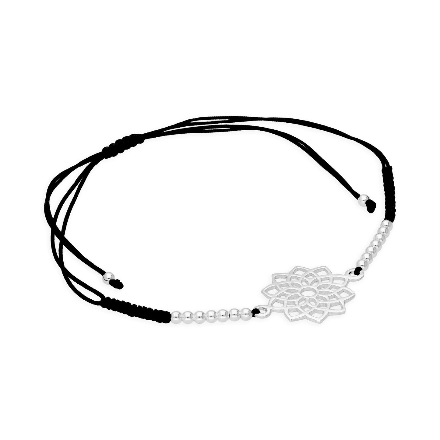 Sterlingsilber & Schwarz Kordel Krone Chakra Armband