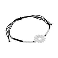 Sterlingsilber & Schwarz Kordel Herz Chakra Armband