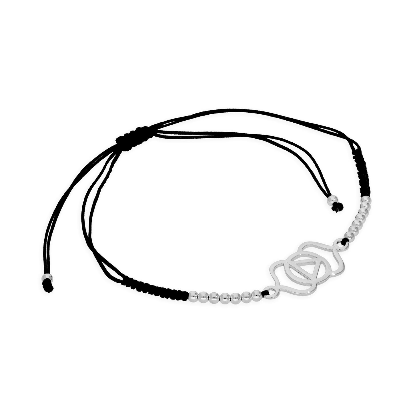 Sterlingsilber & Schwarz Kordel Drittes Auge Chakra Armband