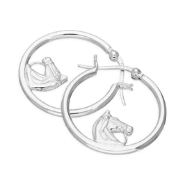 Sterlingsilber 25 mm Pferd Creolen Ohrringe