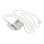 Rechteckiges Medaillon aus Sterlingsilber mit Blumenmuster an einer Kette, 16–24 Zoll
