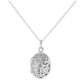 Ovales Medaillon aus Sterlingsilber mit filigranem Ausschnittdesign an Kette 16–24 Zoll
