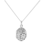 Ovales Medaillon aus Sterlingsilber mit filigranem Ausschnittdesign an Kette 16–24 Zoll