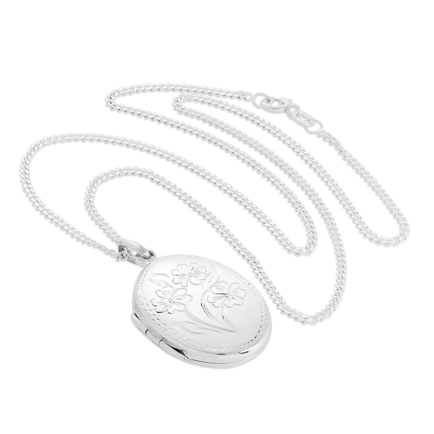 Medallion aus Sterlingsilber mit ovalen Blumen an einer Kette, 16–24 Zoll