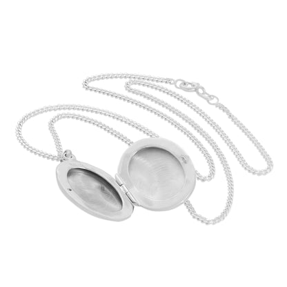 Medallion aus Sterlingsilber mit ovalen Blumen an einer Kette, 16–24 Zoll