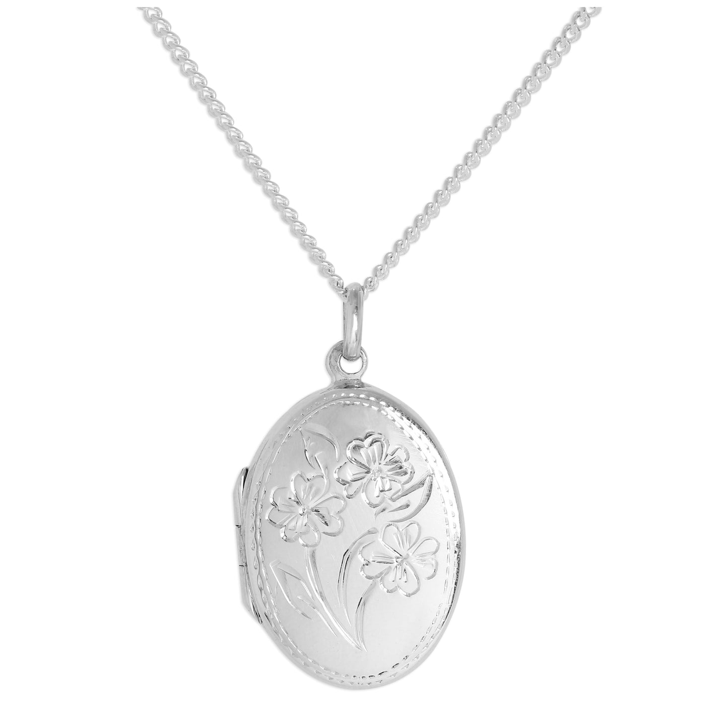 Medallion aus Sterlingsilber mit ovalen Blumen an einer Kette, 16–24 Zoll