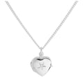 Kleines Sterlingsilber-Herzmedaillon mit Diamant an Kette 40–60 cm