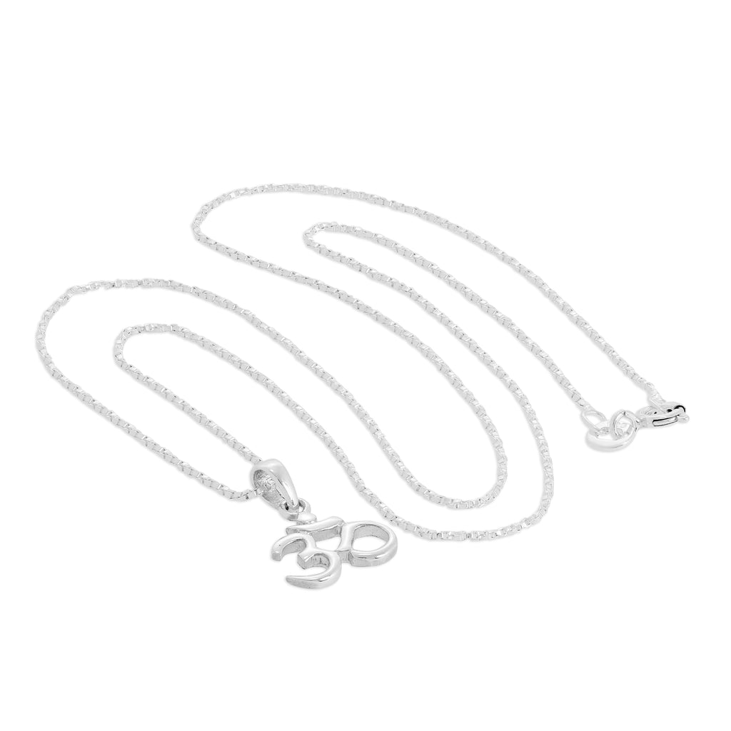 Halskette aus Sterlingsilber mit Om-Anhänger, 40 - 60 cm