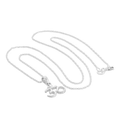 Halskette mit Om-Anhänger aus Sterlingsilber, 40–60 cm