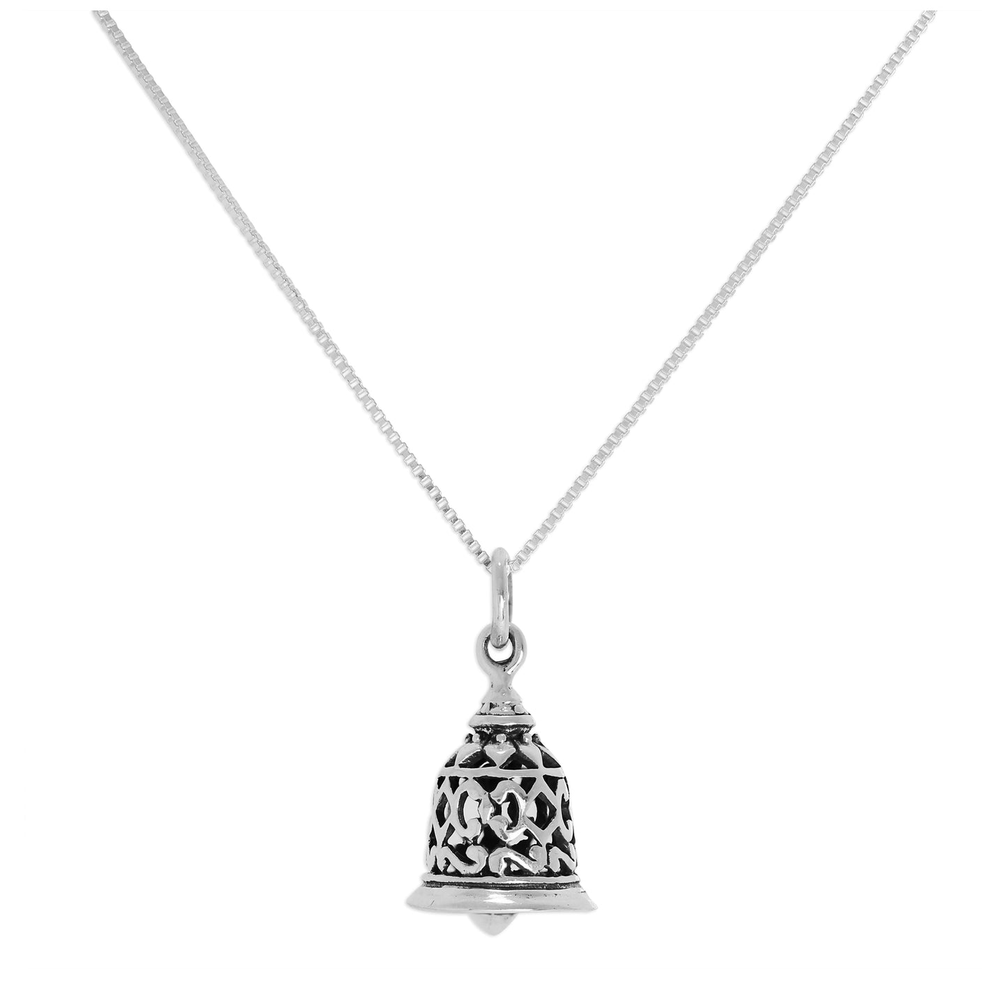 Sterling Silber 3D-Anhänger mit Glöckchen 14 - 22 Zoll
