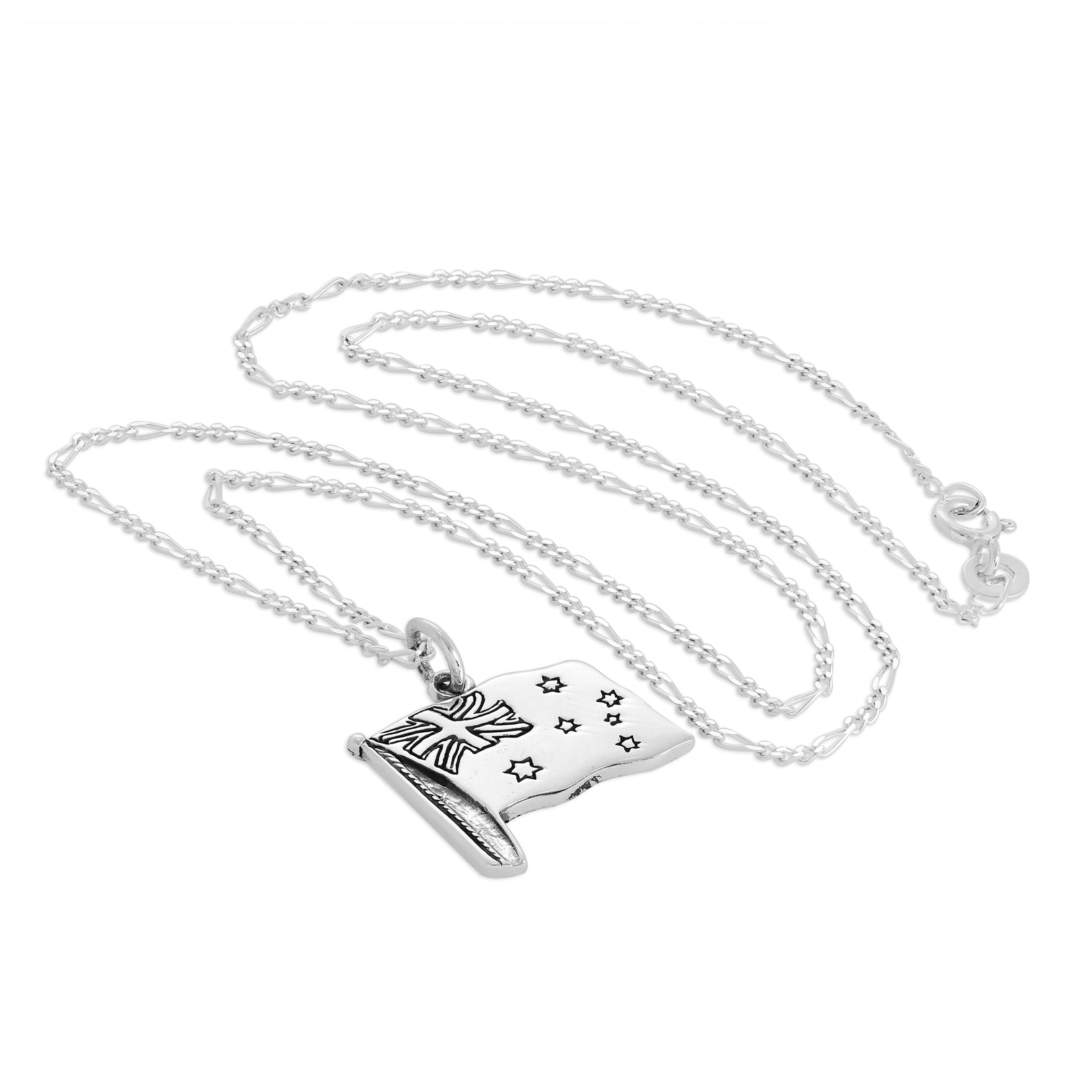 Sterlingsilber Australische Flagge Anhänger Halskette 14 - 32 Zoll