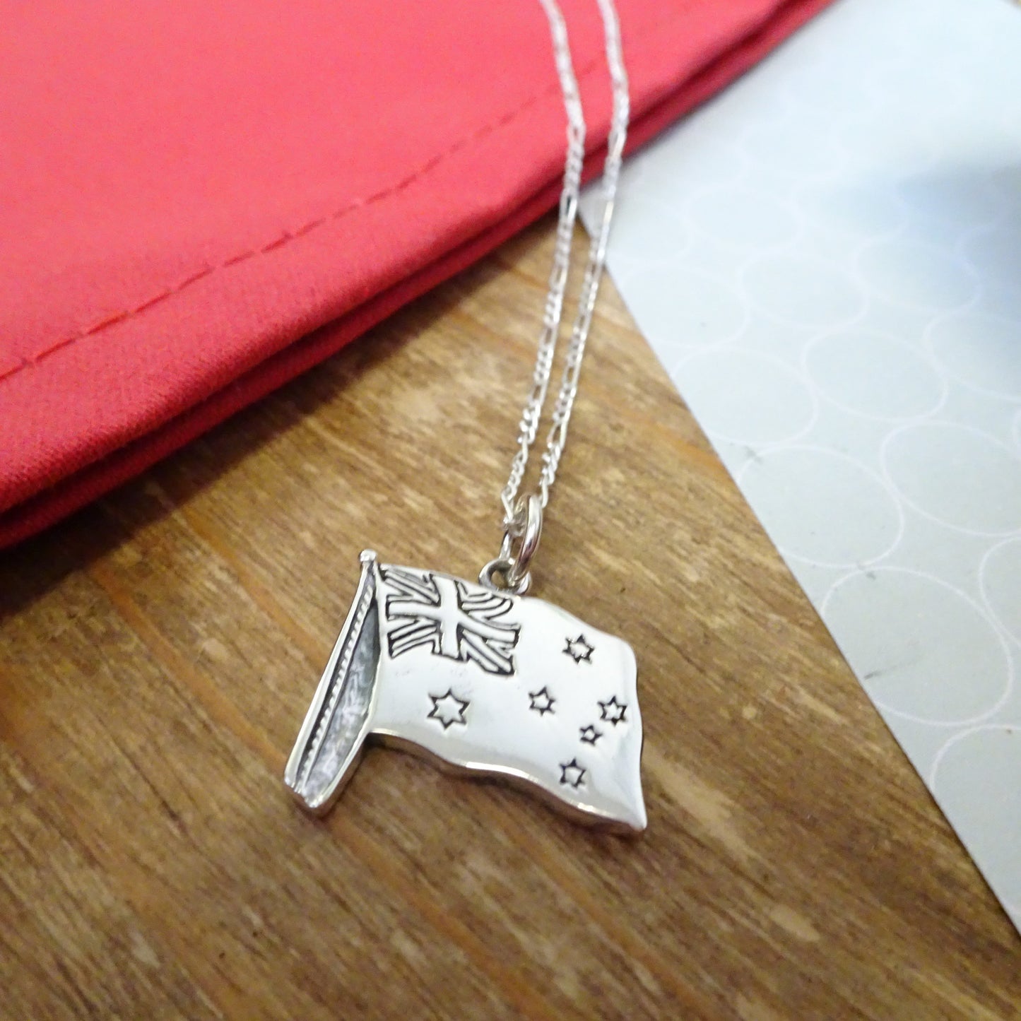 Sterling Silber Australische Flagge Anhänger Halskette 14 - 32 Zoll