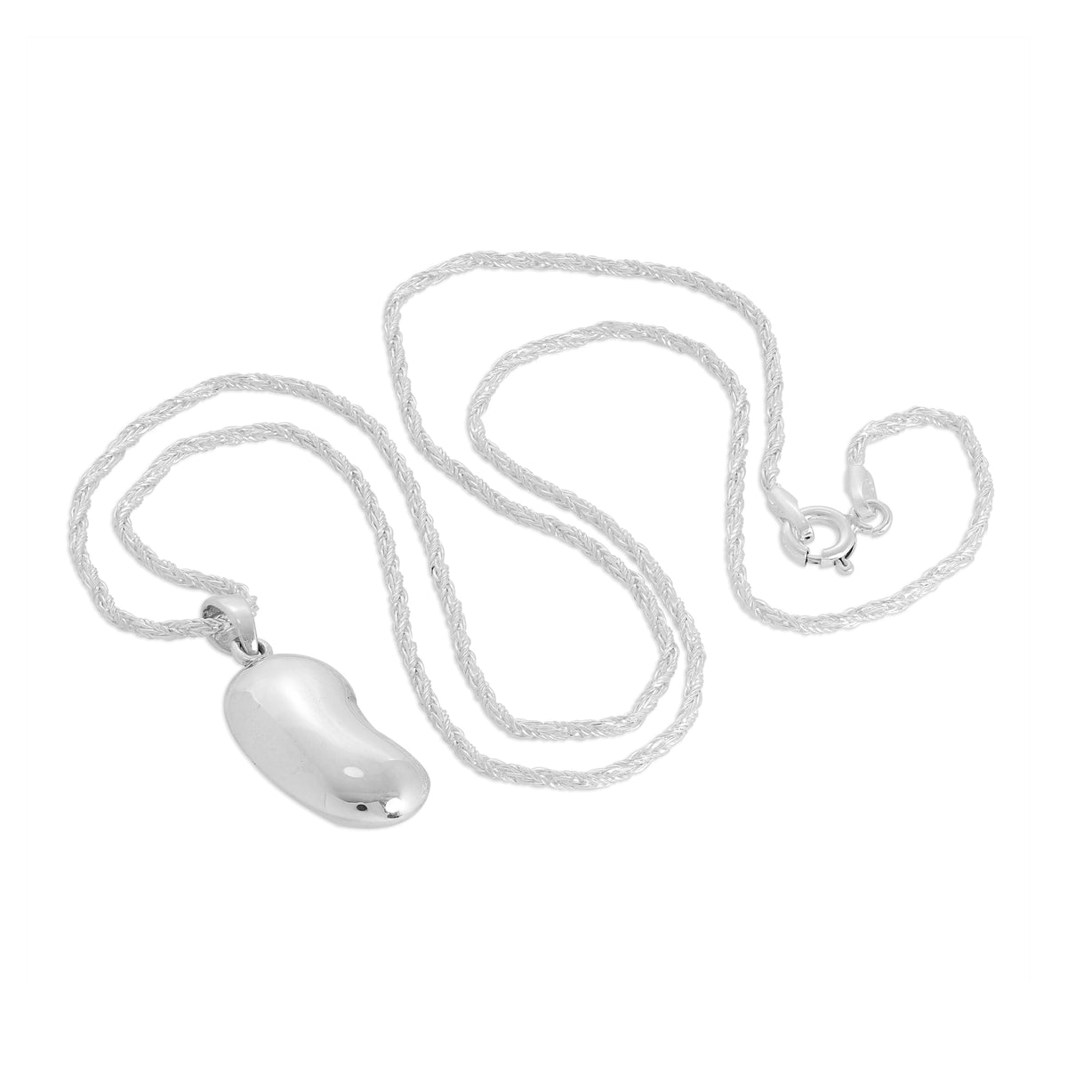 Sterlingsilber Bohnen Anhänger Halskette 40 - 60 cm