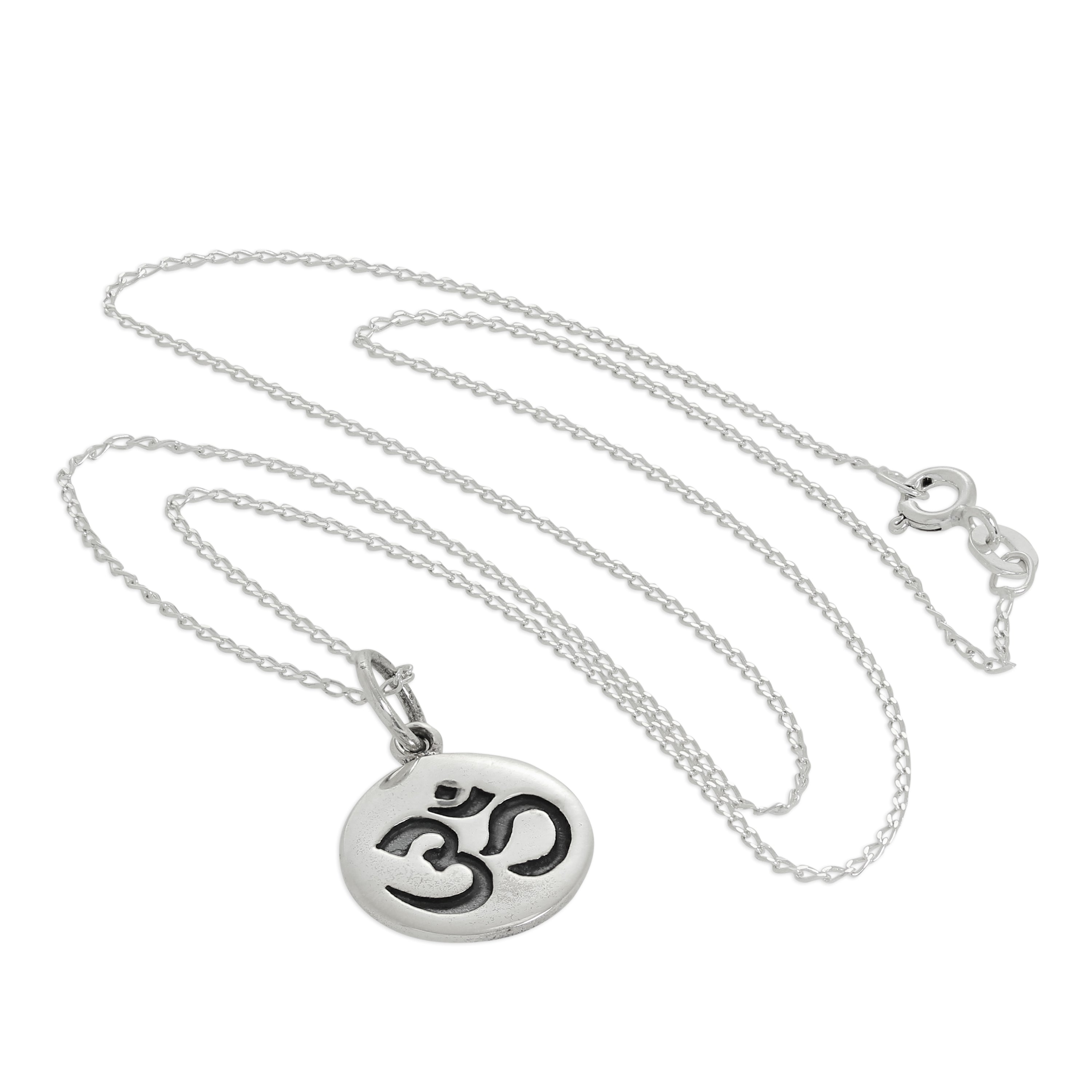 Halskette mit rundem Omh-Anhänger aus Sterlingsilber, 14–32 Zoll