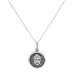 Halskette mit rundem Buddha-Anhänger aus Sterlingsilber, 14–32 Zoll