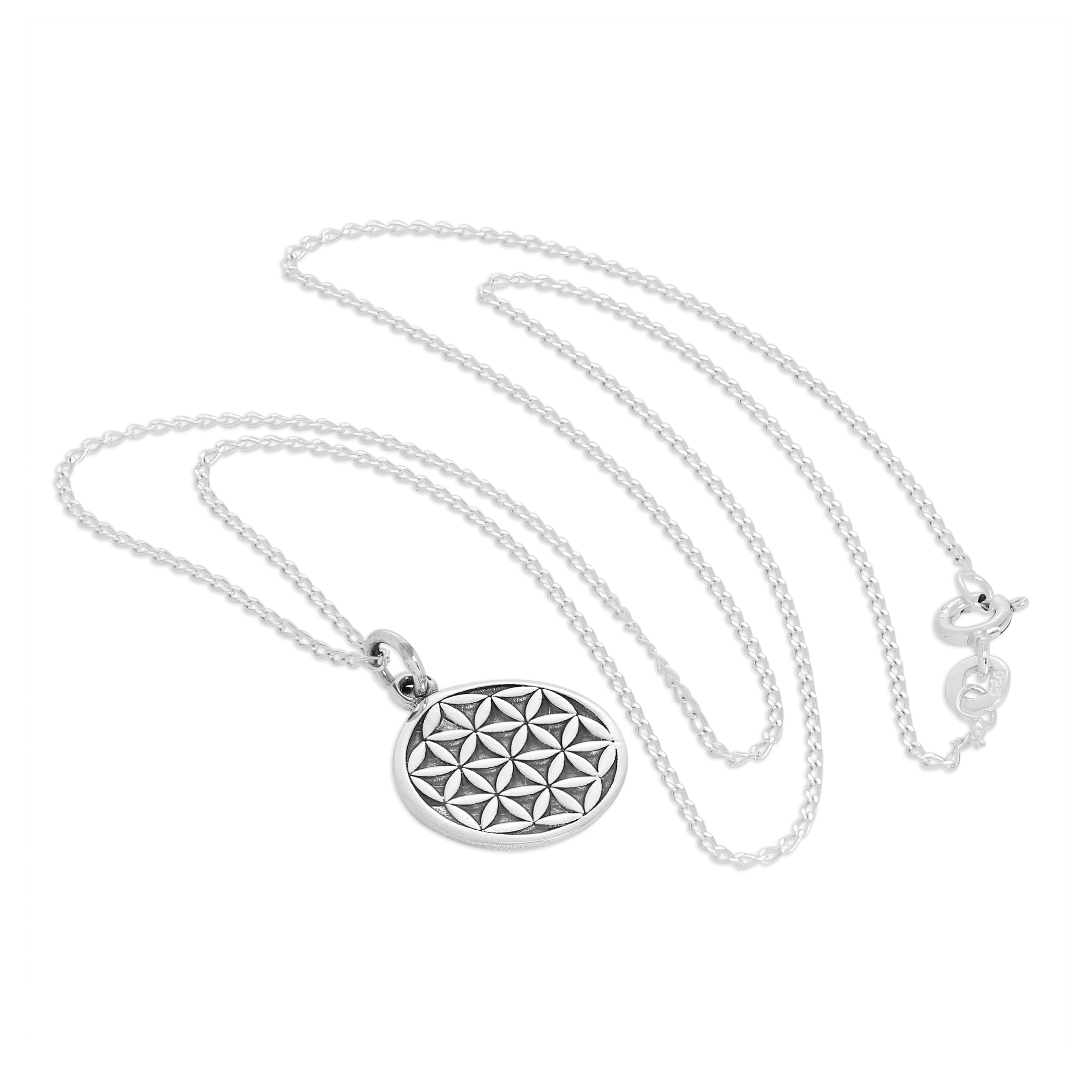Halskette mit Blumen des Lebens-Anhänger aus Sterlingsilber, 14–32 Zoll