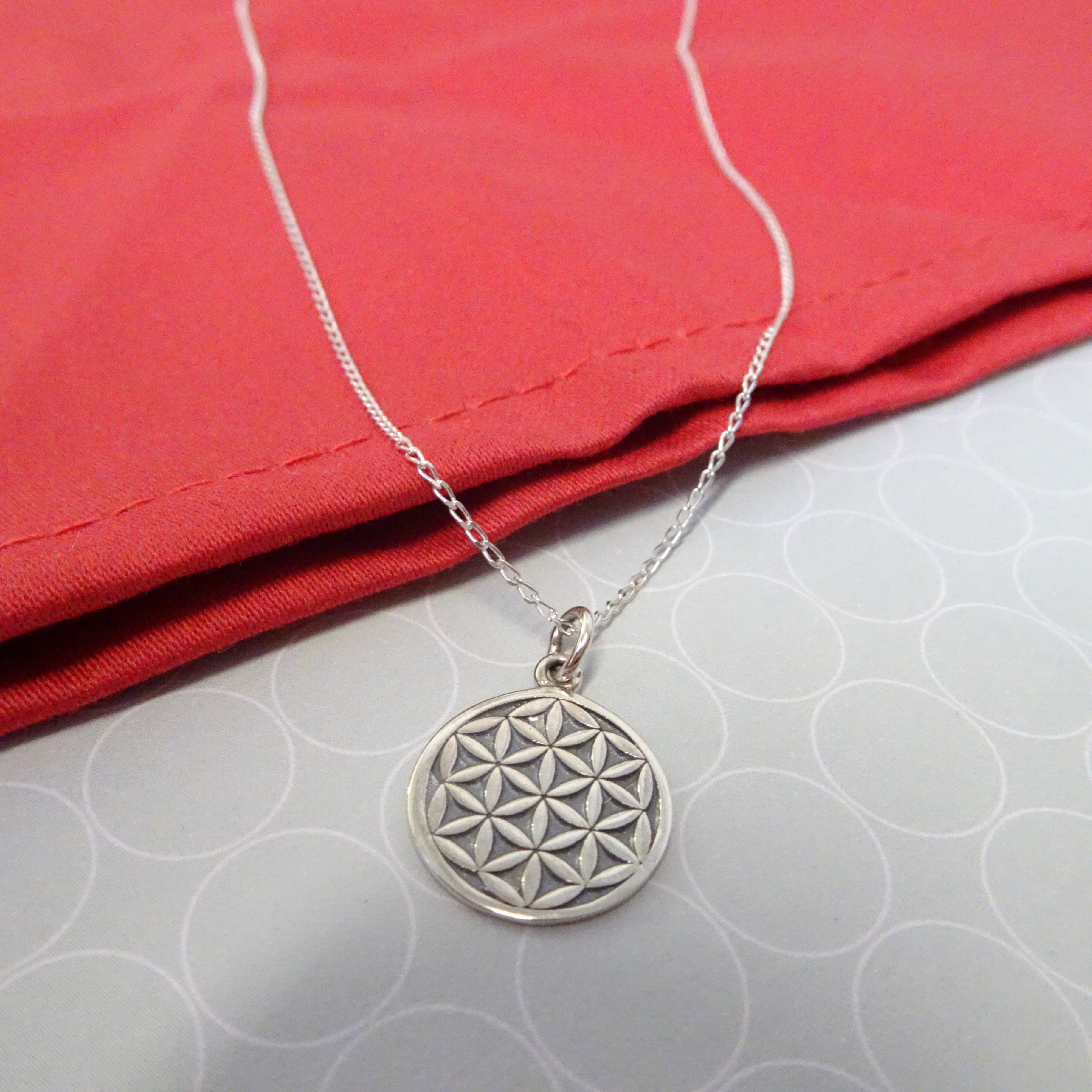Halskette mit Blumen des Lebens-Anhänger aus Sterlingsilber, 14–32 Zoll