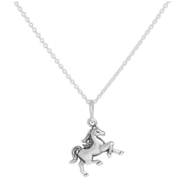 Sterlingsilber, Anhänger mit galoppierendem Pferd, Halskette, 16–24 Zoll