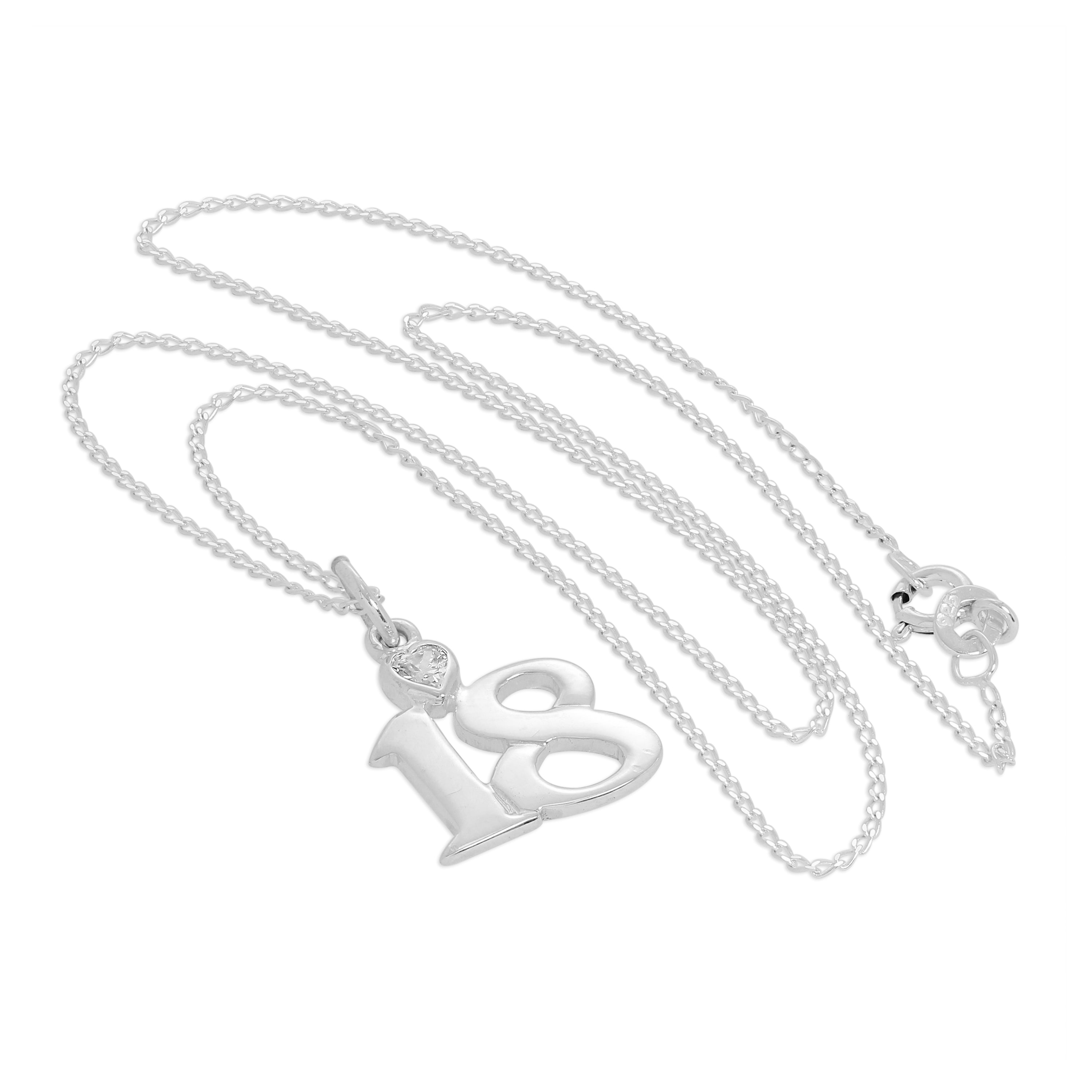 Sterlingsilber 18 Anhänger mit klarem CZ-Kristallherz an Kette 16–24 Zoll