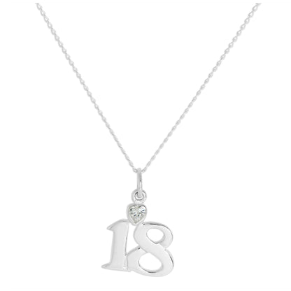 Sterlingsilber 18 Anhänger mit klarem CZ-Kristallherz an Kette 16–24 Zoll