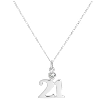 Sterling Silber 21 Anhänger mit klarem CZ-Kristallherz an Kette 16 -24 Zoll