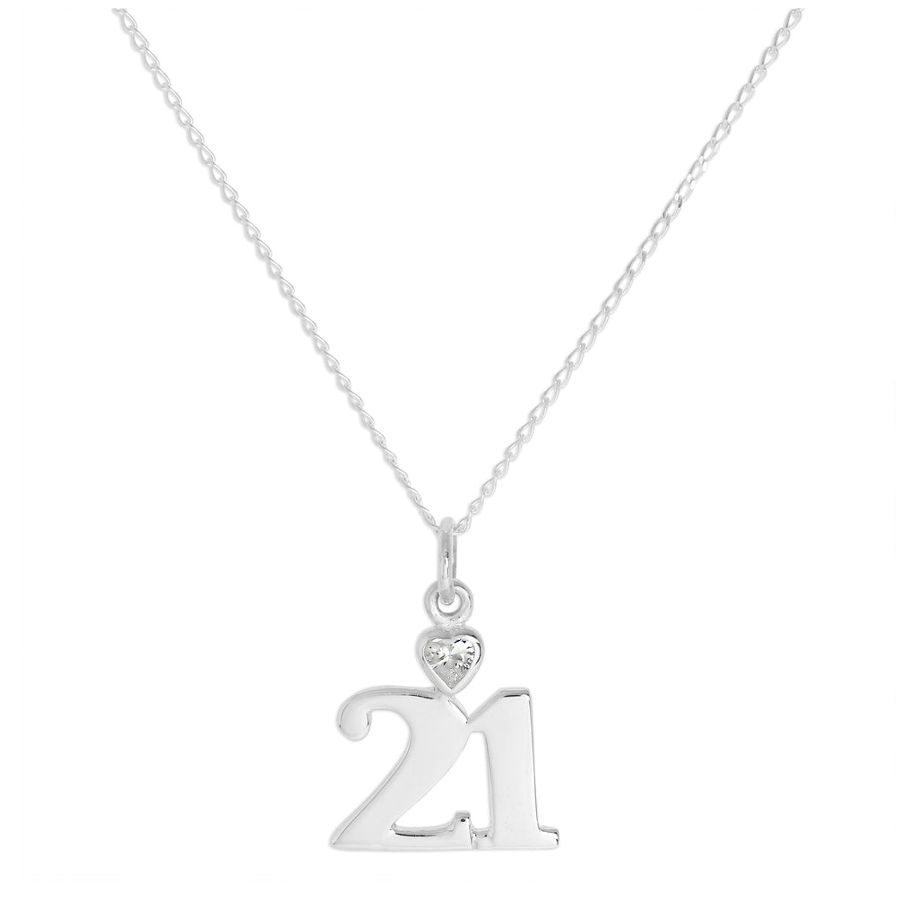 Sterlingsilber 21 Anhänger mit klarem CZ-Kristallherz an Kette 16 -24 Zoll