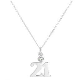 Sterlingsilber 21 Anhänger mit klarem CZ-Kristallherz an Kette 16 -24 Zoll