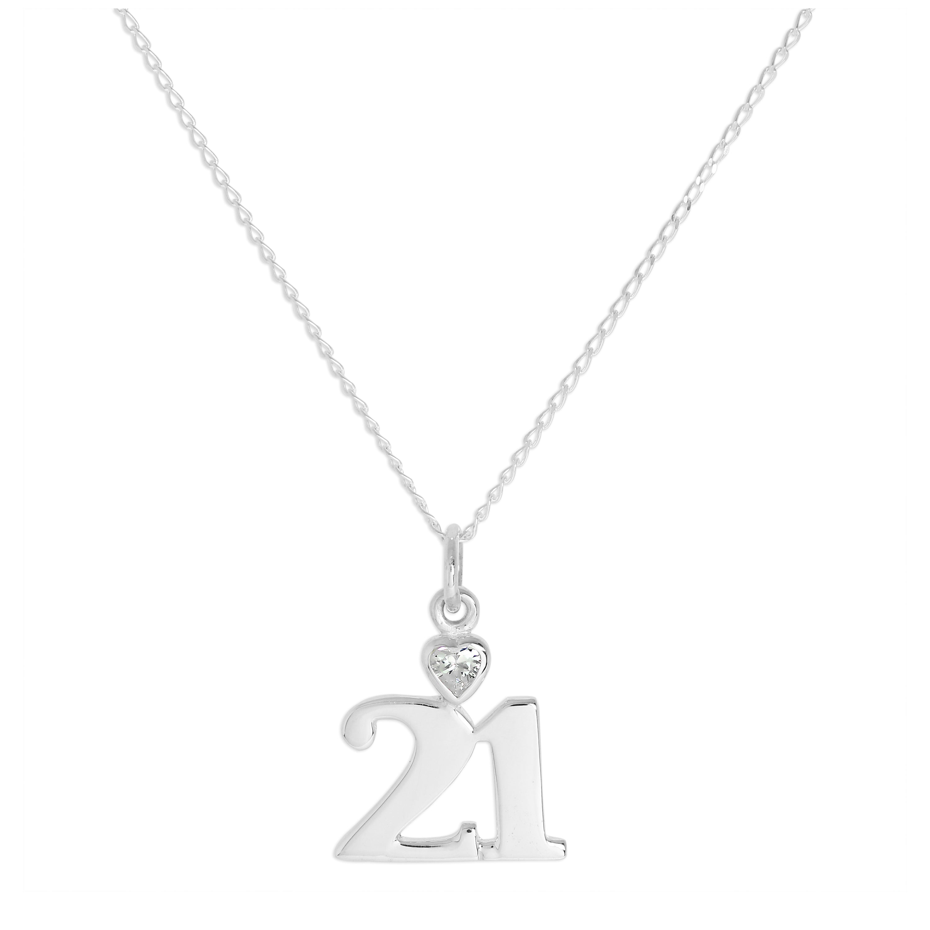 Sterlingsilber 21 Anhänger mit klarem CZ-Kristallherz an Kette 16 -24 Zoll