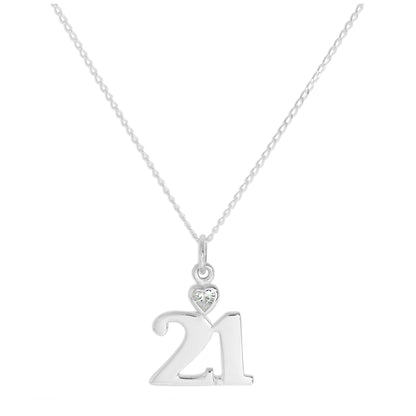 Sterling Silber 21 Anhänger mit klarem CZ-Kristallherz an Kette 16 -24 Zoll