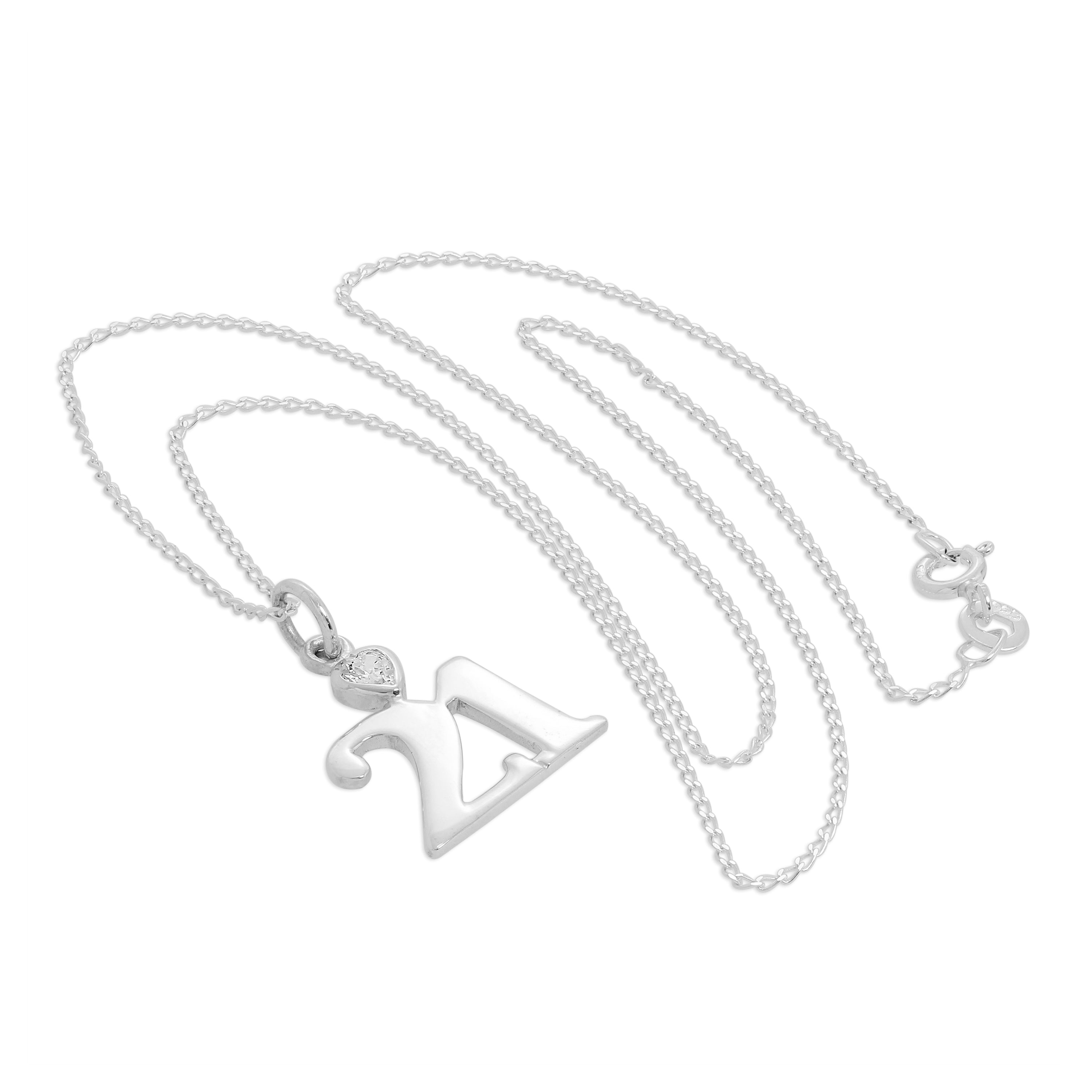 Sterlingsilber 21 Anhänger mit klarem CZ-Kristallherz an Kette 16 -24 Zoll