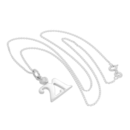 Sterling Silber 21 Anhänger mit klarem CZ-Kristallherz an Kette 16 -24 Zoll