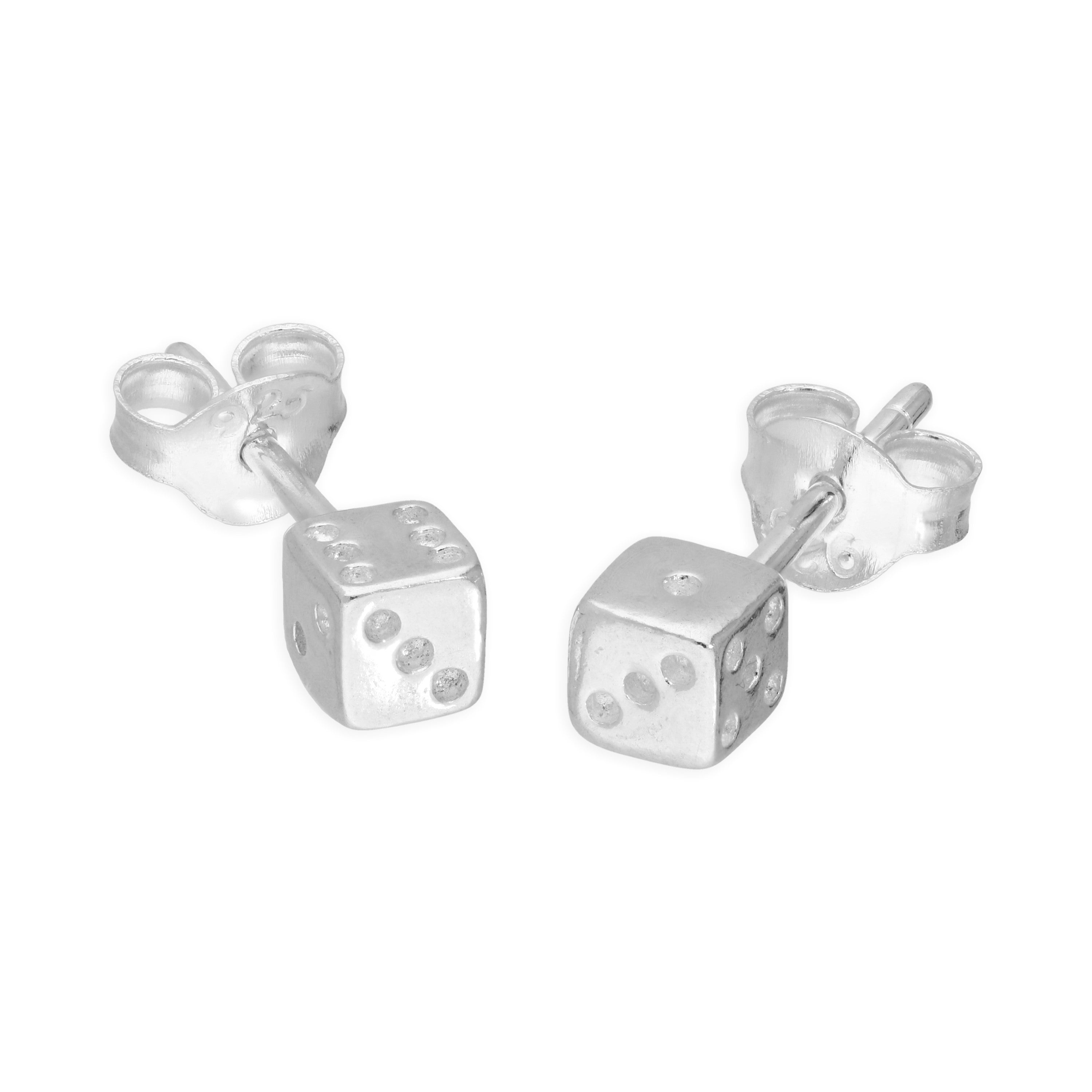 Sterlingsilber Klein Würfel Ohrstecker