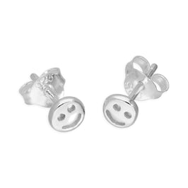 Sterlingsilber Klein Rund Smiley Gesicht Ohrstecker