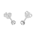 Sterlingsilber & 3 mm Rund Klar Kristall Ohrstecker