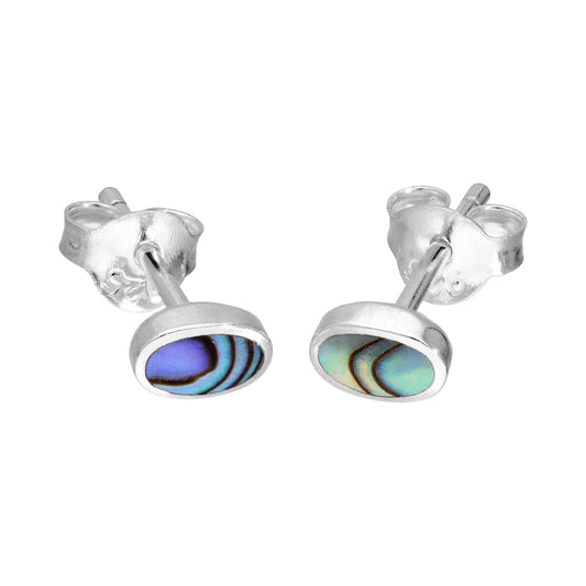 Sterlingsilber & 6mm Oval Abalone Ohrstecker