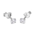 Sterlingsilber & 4 mm Rund Weiß Kristall Ohrstecker