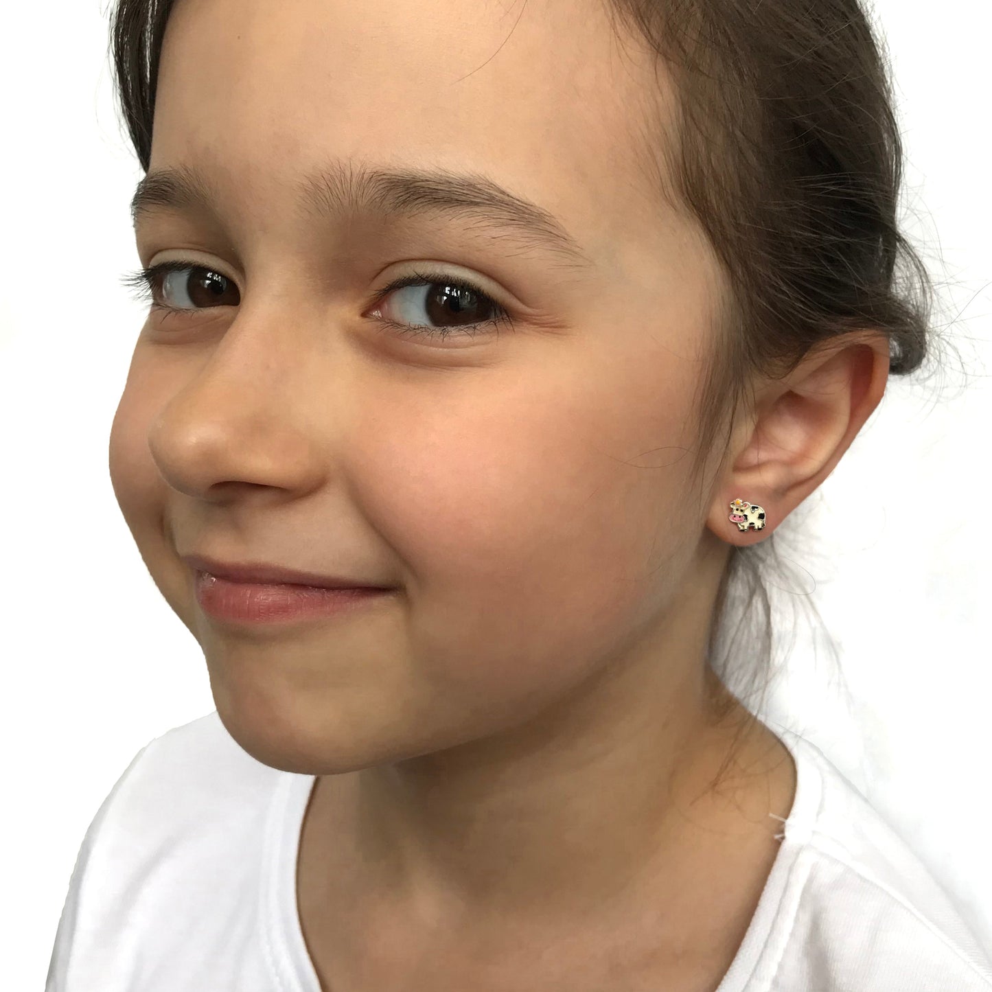 Sterlingsilber & Emaille Kuh Ohrstecker