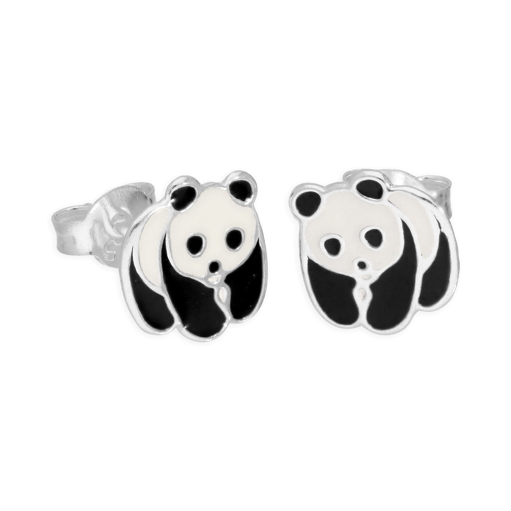 Sterlingsilber & Emaille Pandabär Ohrstecker