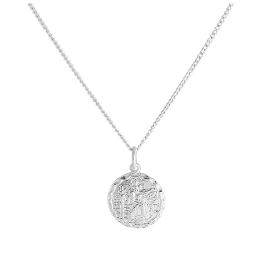 Sterling Silber Diamantschliff Runde St. Christopher Halskette 16 - 24 Zoll