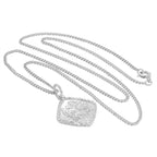 Halskette aus Sterlingsilber mit Diamantschliff und quadratischem St. Christopher-Anhänger, 16–24 Zoll