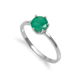 Sterlingsilber & 6 mm Rund Smaragd Edelstein Ring Größe 15 - 20